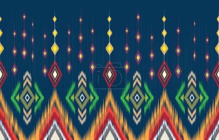 Foto de Temas étnicos tribales fondo geométrico sin fisuras con un patrón indígena peruano americano. Estampado textil con ricos temas tribales nativos americanos en un estilo étnico tradicional. Ropa con emblemas Navajo. - Imagen libre de derechos