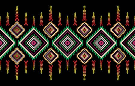 Foto de Patrón étnico monocromo sin costura. Antecedentes con patrones geométricos aztecas. Imprimir con un tema tribal. Tejido del pueblo Navajo. Papel pintado abstracto en un estilo moderno. Ilustración en formato vectorial. Diseño textil para papel. - Imagen libre de derechos