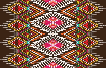 Patrón geométrico étnico oriental sin costura tradicional Diseño para fondo, alfombra, papel pintado, ropa, envoltura, Batik, tela, vector, ilustración, estilo de bordado.