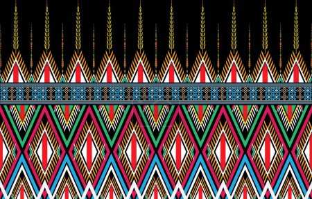 Ornement folklorique géométrique Ikat avec diamants. Texture vectorielle ethnique tribale. Modèle rayé sans couture dans le style aztèque. Broderie folklorique. Indien, Scandinave, Tsigane, Mexicain, Tapis africain.