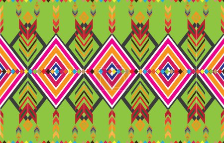 Ikat ornamento folclore geométrico con diamantes. Textura vectorial étnica tribal. Patrón de rayas sin costuras en estilo azteca. Bordado popular. Indio, Escandinavo, Gitano, Mexicano, Alfombra africana.