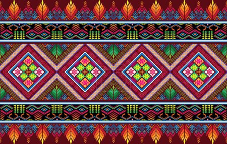Illustration for Ethnic-style seamless vector pattern. Tribal motif on a geometric background. Printing ornaments for paper, wallpaper, covers, textiles, fabric, apparel, and other materials - Royalty Free Image