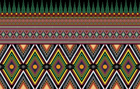 Foto de Geométrica étnica oriental patrón tradicional Diseño de fondo, alfombra, papel pintado, ropa, envoltura, tela, Vector illustration.embroidery estilo. - Imagen libre de derechos