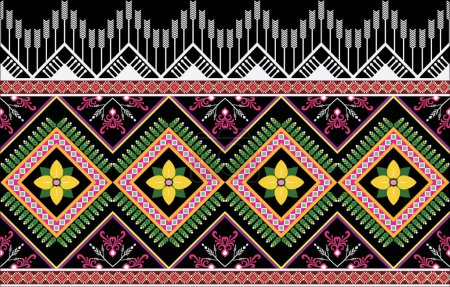 Illustration for Geometric ethnic oriental seamless pattern traditional Design for background,carpet,wallpaper,clothing,wrapping,Batik,fabric,Vector,illustration,embroidery style. - Royalty Free Image