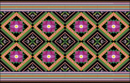 Foto de Patrón geométrico étnico oriental sin costura tradicional Diseño para fondo, alfombra, papel pintado, ropa, envoltura, Batik, tela, vector, ilustración, estilo de bordado. - Imagen libre de derechos