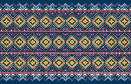 Illustration for Geometric vector background with sacral tribal ethnic elements. Traditional triangles gypsy geometric forms sprites tribal themes apparel fabric tapestry print - Royalty Free Image