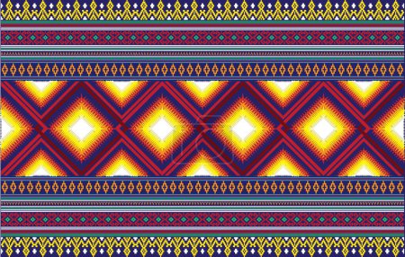 Illustration for Ikat geometric folklore ornament with diamonds. Tribal ethnic vector texture. Seamless striped pattern in Aztec style. Folk embroidery. Indian, Scandinavian, Gypsy, Mexican, African rug. - Royalty Free Image