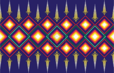 Illustration for Geometric ethnic pattern. Traditional oriental Indian ikat design for background, print, border wrapping, batik, fabric, vector illustration. - Royalty Free Image