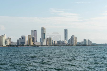 Photo for Cartagena, Bolivar,Colombia. November 3, 2021: Panoramic landscape with blue sky in Bocagrande. - Royalty Free Image