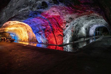 Photo for Nemocn Salt Mine with colorful reflections. - Royalty Free Image