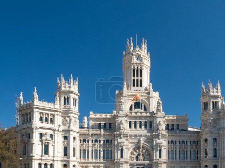 Photo for Madrid, Spain. April 6, 2022: Communications palace and cibeles fountain. - Royalty Free Image