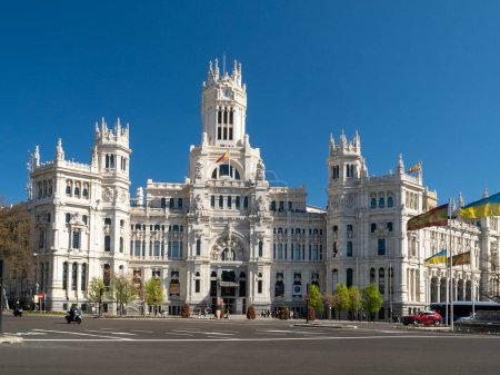 Photo for Madrid, Spain. April 6, 2022: Communications palace and cibeles fountain. - Royalty Free Image