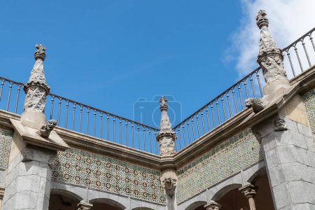Photo for Sintra, Lisboa, Portugal. October 4, 2022: Facade and architecture of the Pena Palace with blue sky. - Royalty Free Image