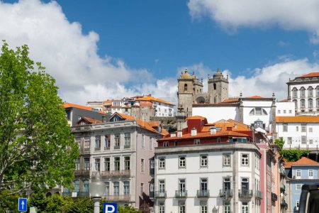 Photo for Oporto, Portugal. April 12 , 2022: Landscape in the city with blue sky and city architecture. - Royalty Free Image