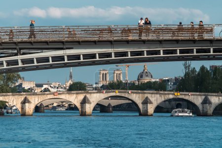 Photo for Paris, France. April 22, 2022: Neuf bridge and Seine river view. - Royalty Free Image