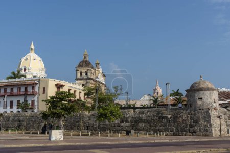 Cartagena, Bolivar, Colombie. 3 novembre 2021 : Paysage panoramique avec vue sur la ville et ciel bleu.