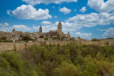 Segovia, Espaa. April 28, 2022: Walls and cathedral of Segovia.