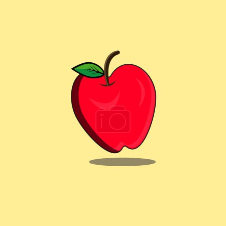 Photo for Red apple with green leaf and branch vector illustration - Royalty Free Image