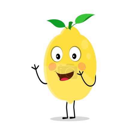 Photo for Lemon character design. Vector Illustration Flat Lemon Cute Character expression emotion collection set, minimal style, Raw materials fresh fruit, Mascot product - Royalty Free Image