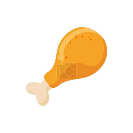 Illustration for Fried chicken, chicken thighs icon, vector fried chicken icon, cute emoji with happy face, fastfood or grill menu design. Funny food happy meal for children. Kawaii food icon. - Royalty Free Image