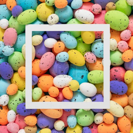 Photo for Creative layout made with colorful Easter eggs.Minimal Easter background.Spring holidays concept.Happy Easter.Creative  minimal Easter holiday concept.Holiday Easter celebration greeting card or idea. - Royalty Free Image