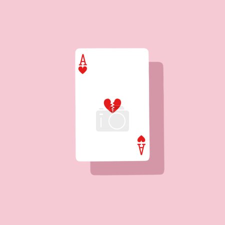 Photo for Ace of hearts playing card with broken heart in middle. Creative minimal love concept background. - Royalty Free Image