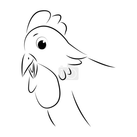 ilustración de un pollo. arte de línea. dibujos animados lindo.