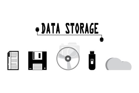 ensemble d'icônes de stockage de données. informatique. nuage.