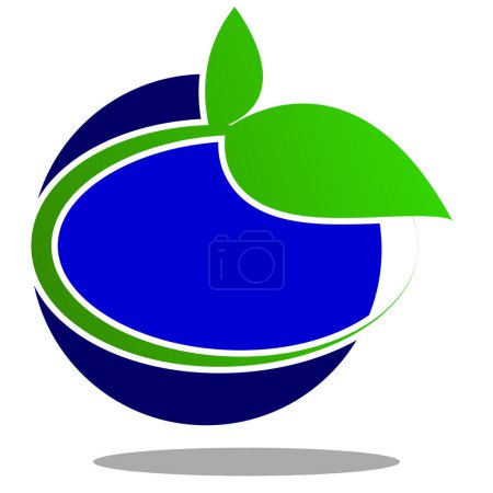 Grünes Blatt-Logo. blauer Kreis Konzept Logo.