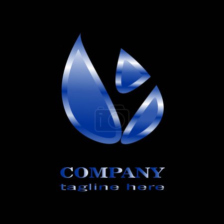 metallic gradient blue logo design. three shape elegance.