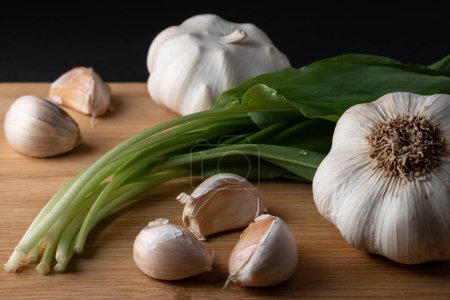 Garlic On Wooden Background Illustration National Garlic Day