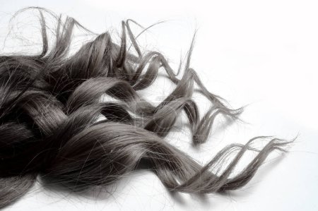 gris ceniza abuelita color de pelo en el pelo largo rizado .