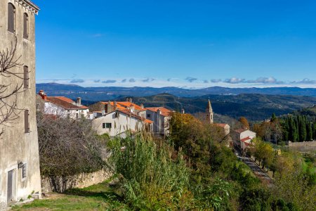 Motovun beautiful hilltop stone village in Croatia area also called the croatian Toscana .