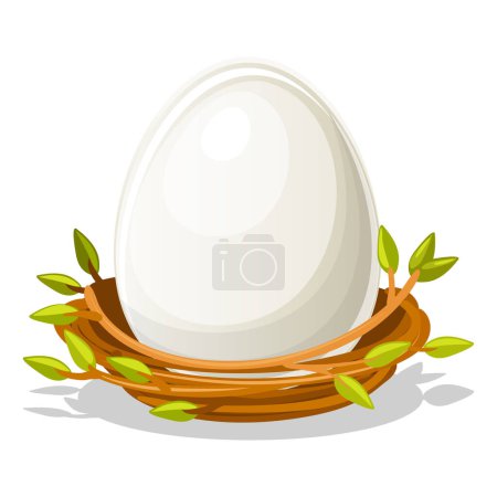 Photo for Isoled Egg in birds nest of twigs - Royalty Free Image