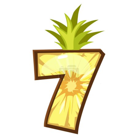 Photo for Cartoon pineapple number 7, digit seven - Royalty Free Image