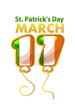 Foto de Los globos del Día de San Patricio llevan 17 banderas de Irlanda. Ilustración globo felicitaciones por la marcha navideña. - Imagen libre de derechos