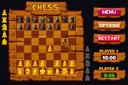 Photo for Chess game UI, interface and button set. Similar JPG copy - Royalty Free Image