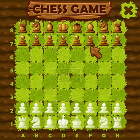 Téléchargez les photos : Farm style échiquier et définir des chiffres d'échecs pour interface de jeu 2D UI. Similaire copie JPG - en image libre de droit