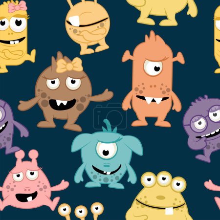 Photo for Seamless pattern of cute cartoon monsters. Baby pattern. Similar JPG copy - Royalty Free Image