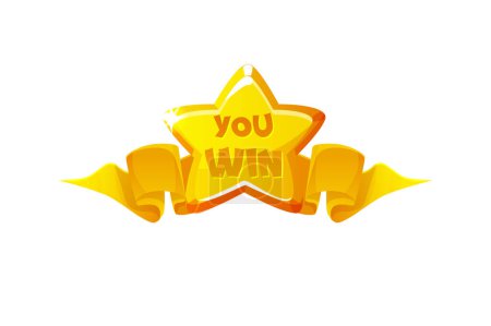 Téléchargez les photos : Badge étoile dorée que vous gagnez, icône de récompense de jeu pour 2D. Similaire copie JPG - en image libre de droit