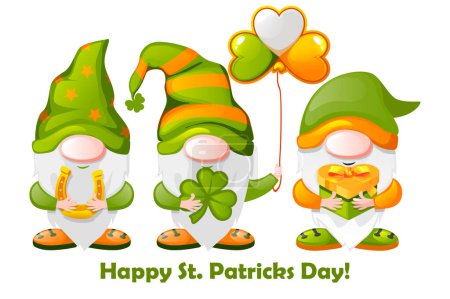Téléchargez les photos : Des gnomes irlandais verts. Joyeuse St Patricks Day - en image libre de droit
