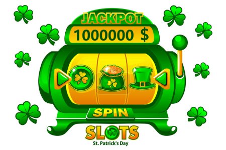 Photo for St Patricks Day Casino Bonuses. Vector Slot machine for online casino and slots game - Royalty Free Image