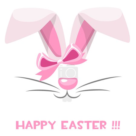 Ilustración de Happy Easter greeting card, vector cartoon rabbit silhouette - Imagen libre de derechos