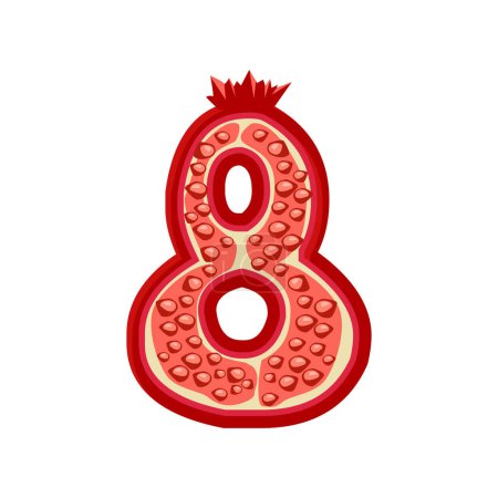 Illustration for Cartoon pomegranate number 8, digit eight - Royalty Free Image