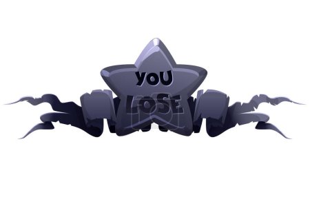 Illustration for Black star badge you lose, Game award icon for 2D - Royalty Free Image