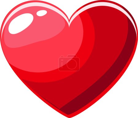 Illustration for Cartoon red heart icon, game isolated icon. - Royalty Free Image