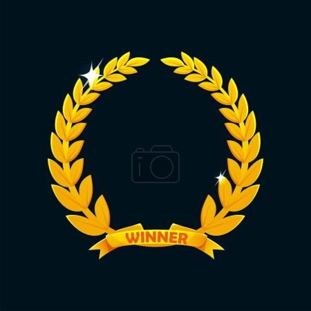 Illustration for Golden laurel wreath award. Vector isolated icon for game ui assets - Royalty Free Image