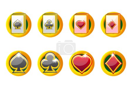 Spielkarten-Symbol für Casino und Spielautomaten-Benutzeroberfläche. Poker Icon Set