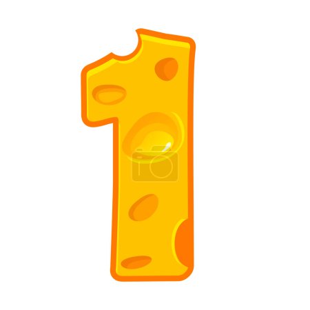 Téléchargez les illustrations : Cheese number 1. One font kids number. Vector Figure 1 - en licence libre de droit