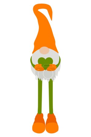 Téléchargez les illustrations : St Patricks Day Irish gnome holding Heart, Vector illustration - en licence libre de droit